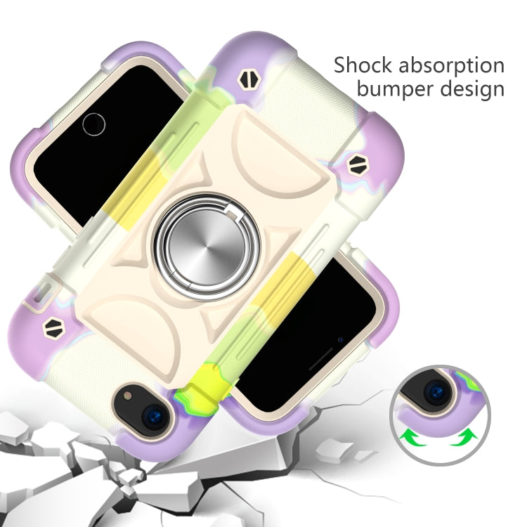 Shockproof Silicone + PC Protective Case with Dual-Ring Holder For iPhone 6/6s/7/8/SE 2022 / SE 2020(Colorful Beige) - iPhone SE 2022 / 2020 / 8 / 7 Cases by buy2fix | Online Shopping UK | buy2fix