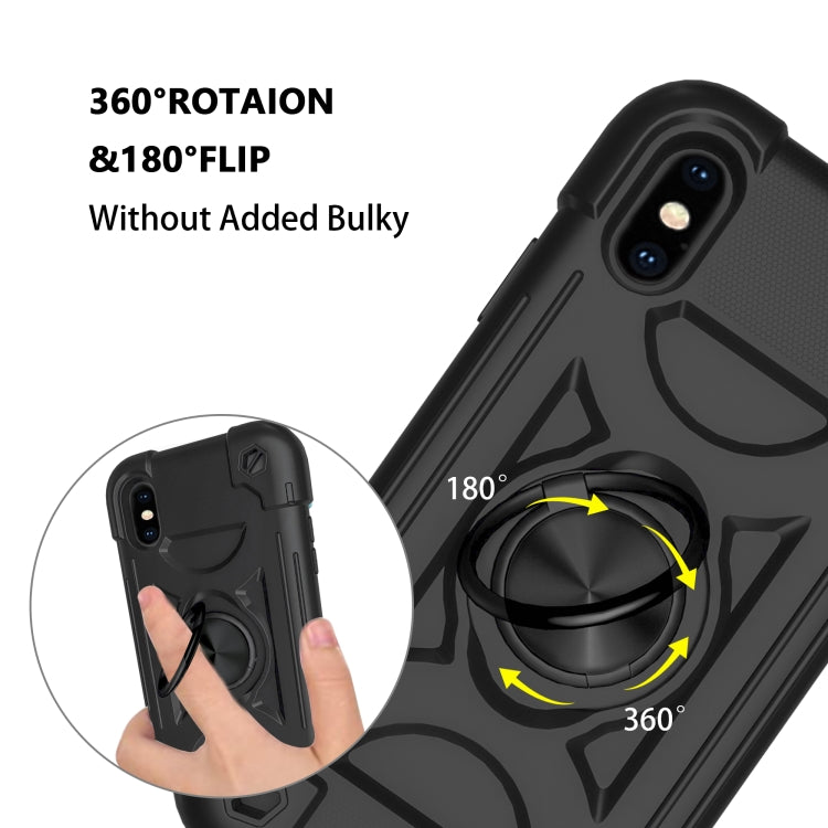 For iPhone X / XS Shockproof Silicone + PC Protective Case with Dual-Ring Holder(Black) - More iPhone Cases by buy2fix | Online Shopping UK | buy2fix