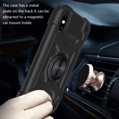 For iPhone X / XS Shockproof Silicone + PC Protective Case with Dual-Ring Holder(Black) - More iPhone Cases by buy2fix | Online Shopping UK | buy2fix