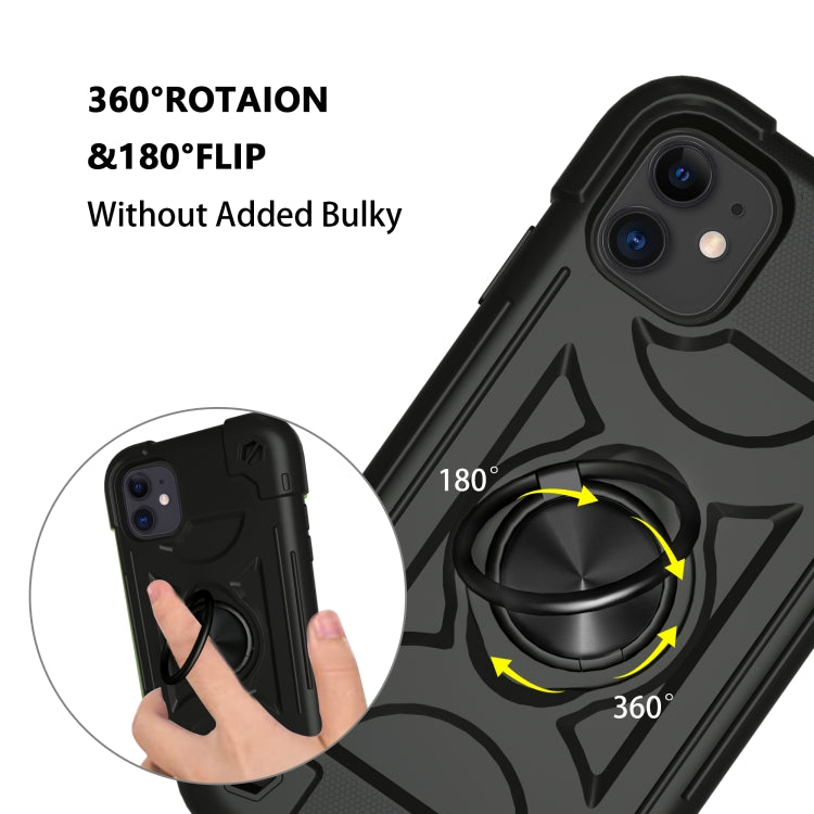 For iPhone 11 Shockproof Silicone + PC Protective Case with Dual-Ring Holder (Black) - iPhone 11 Cases by buy2fix | Online Shopping UK | buy2fix