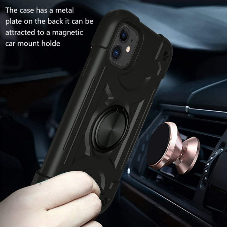 For iPhone 11 Pro Max Shockproof Silicone + PC Protective Case with Dual-Ring Holder (Black) - iPhone 11 Pro Max Cases by buy2fix | Online Shopping UK | buy2fix