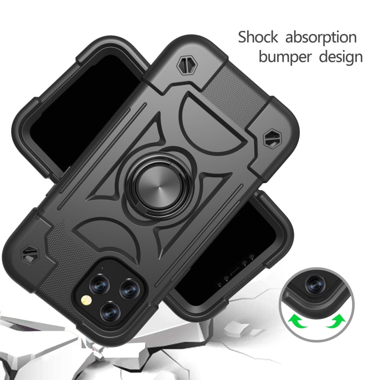 For iPhone 12 mini Shockproof Silicone + PC Protective Case with Dual-Ring Holder (Black) - iPhone 12 mini Cases by buy2fix | Online Shopping UK | buy2fix