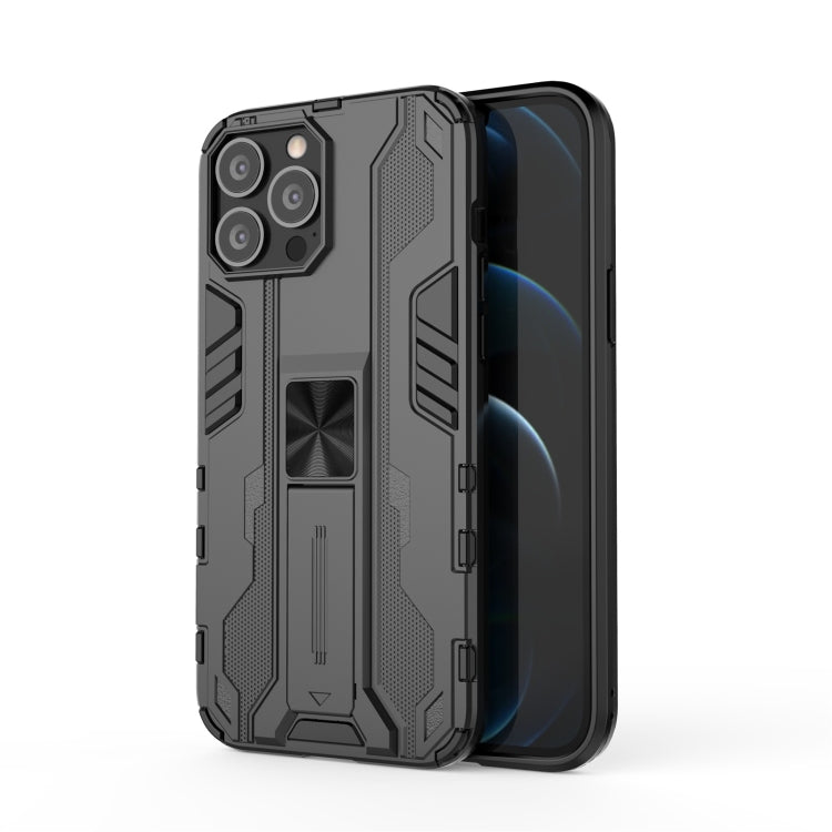 For iPhone 13 Pro Max Supersonic PC + TPU Shock-proof Protective Case with Holder (Black) - iPhone 13 Pro Max Cases by buy2fix | Online Shopping UK | buy2fix