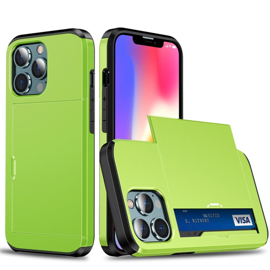 For iPhone 13 mini Shockproof Armor Protective Case with Slide Card Slot (Green) - iPhone 13 mini Cases by buy2fix | Online Shopping UK | buy2fix