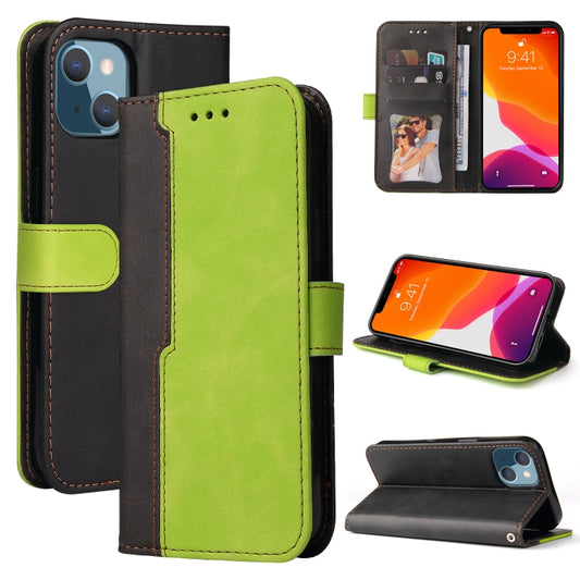 For iPhone 13 mini Business Stitching-Color Horizontal Flip PU Leather Case with Holder & Card Slots & Photo Frame (Green) - iPhone 13 mini Cases by buy2fix | Online Shopping UK | buy2fix