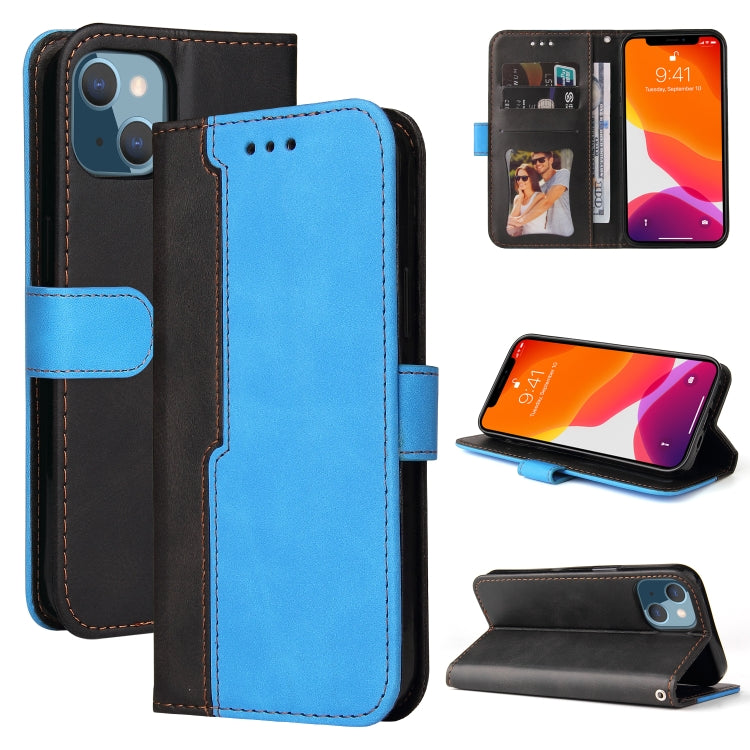 For iPhone 13 mini Business Stitching-Color Horizontal Flip PU Leather Case with Holder & Card Slots & Photo Frame (Blue) - iPhone 13 mini Cases by buy2fix | Online Shopping UK | buy2fix