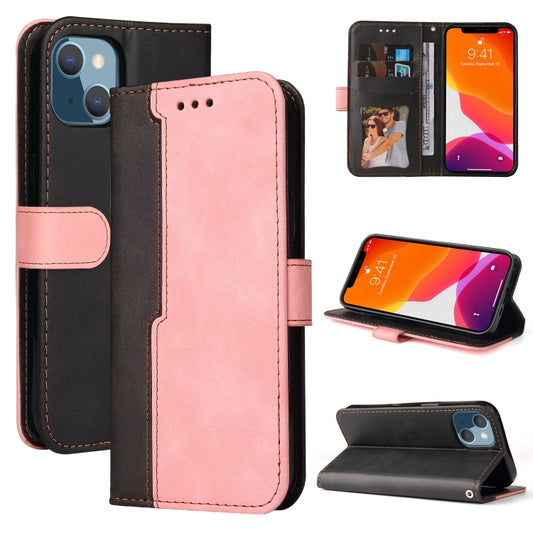 For iPhone 13 mini Business Stitching-Color Horizontal Flip PU Leather Case with Holder & Card Slots & Photo Frame  (Pink) - iPhone 13 mini Cases by buy2fix | Online Shopping UK | buy2fix