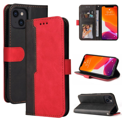 For iPhone 13 Business Stitching-Color Horizontal Flip PU Leather Case with Holder & Card Slots & Photo Frame (Red) - iPhone 13 Cases by buy2fix | Online Shopping UK | buy2fix