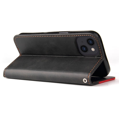 For iPhone 13 Business Stitching-Color Horizontal Flip PU Leather Case with Holder & Card Slots & Photo Frame (Red) - iPhone 13 Cases by buy2fix | Online Shopping UK | buy2fix