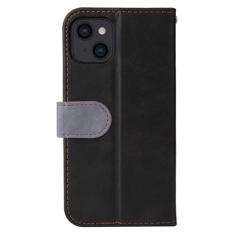 For iPhone 13 Business Stitching-Color Horizontal Flip PU Leather Case with Holder & Card Slots & Photo Frame (Grey) - iPhone 13 Cases by buy2fix | Online Shopping UK | buy2fix