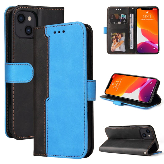 For iPhone 13 Business Stitching-Color Horizontal Flip PU Leather Case with Holder & Card Slots & Photo Frame (Blue) - iPhone 13 Cases by buy2fix | Online Shopping UK | buy2fix