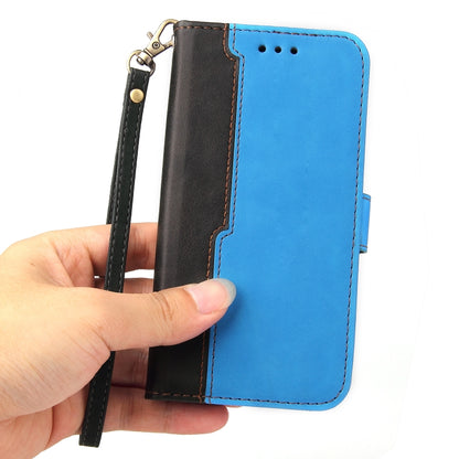 For iPhone 13 Business Stitching-Color Horizontal Flip PU Leather Case with Holder & Card Slots & Photo Frame (Blue) - iPhone 13 Cases by buy2fix | Online Shopping UK | buy2fix