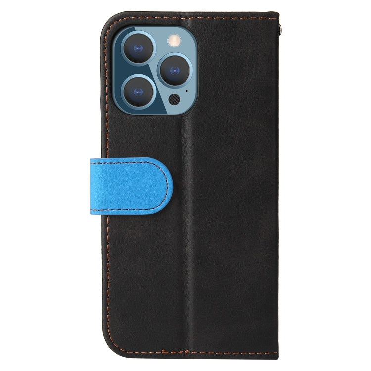 For iPhone 13 Pro Business Stitching-Color Horizontal Flip PU Leather Case with Holder & Card Slots & Photo Frame  (Blue) - iPhone 13 Pro Cases by buy2fix | Online Shopping UK | buy2fix