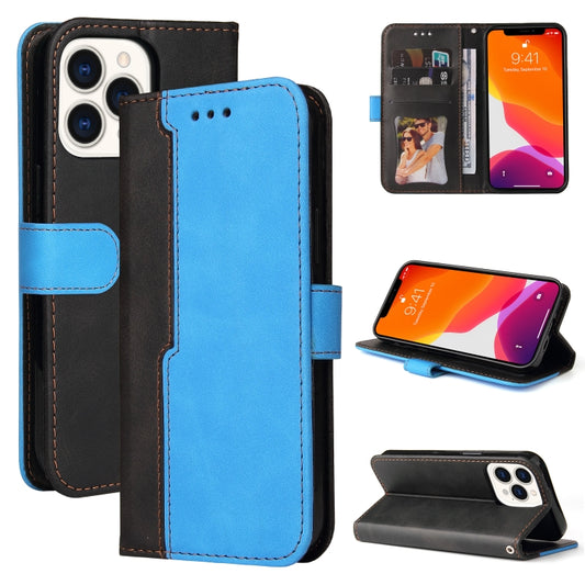 For iPhone 13 Pro Max Business Stitching-Color Horizontal Flip PU Leather Case with Holder & Card Slots & Photo Frame  (Blue) - iPhone 13 Pro Max Cases by buy2fix | Online Shopping UK | buy2fix