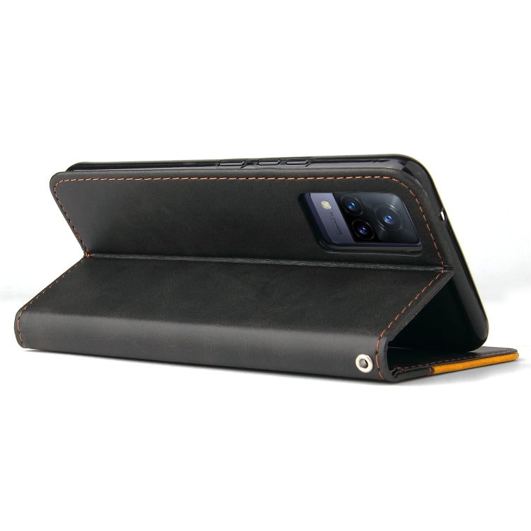 For vivo V21 4G / 5G Business Stitching-Color Horizontal Flip PU Leather Case with Holder & Card Slots & Photo Frame(Orange) - vivo Cases by buy2fix | Online Shopping UK | buy2fix