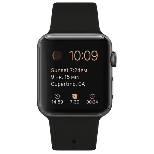 Silicone Watch Band For Apple Watch Ultra 49mm&Watch Ultra 2 49mm / Series 9&8&7 45mm / SE 3&SE 2&6&SE&5&4 44mm / 3&2&1 42mm(Black) by buy2fix