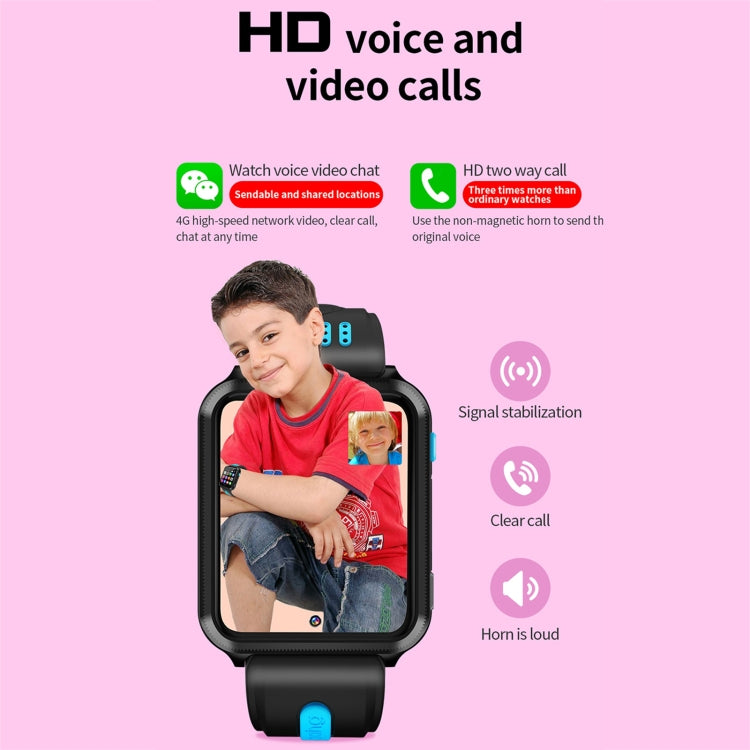 W5 1.54 inch Full-fit Screen Dual Cameras Smart Phone Watch, Support SIM Card / GPS Tracking / Real-time Trajectory / Temperature Monitoring, 1GB+8GB(Black Pink) - Smart Wear by buy2fix | Online Shopping UK | buy2fix