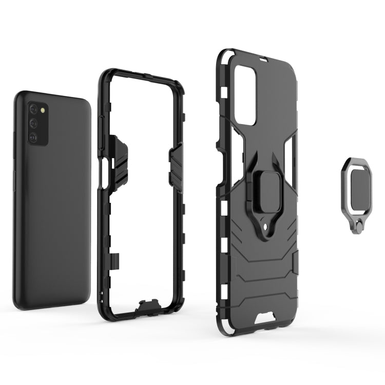 For Samsung Galaxy A03s 164mm PC + TPU Shockproof Protective Case with Magnetic Ring Holder(Black) by buy2fix