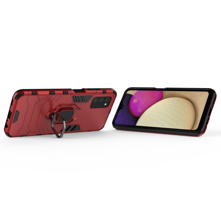 For Samsung Galaxy A03s 164mm PC + TPU Shockproof Protective Case with Magnetic Ring Holder(Red) by buy2fix