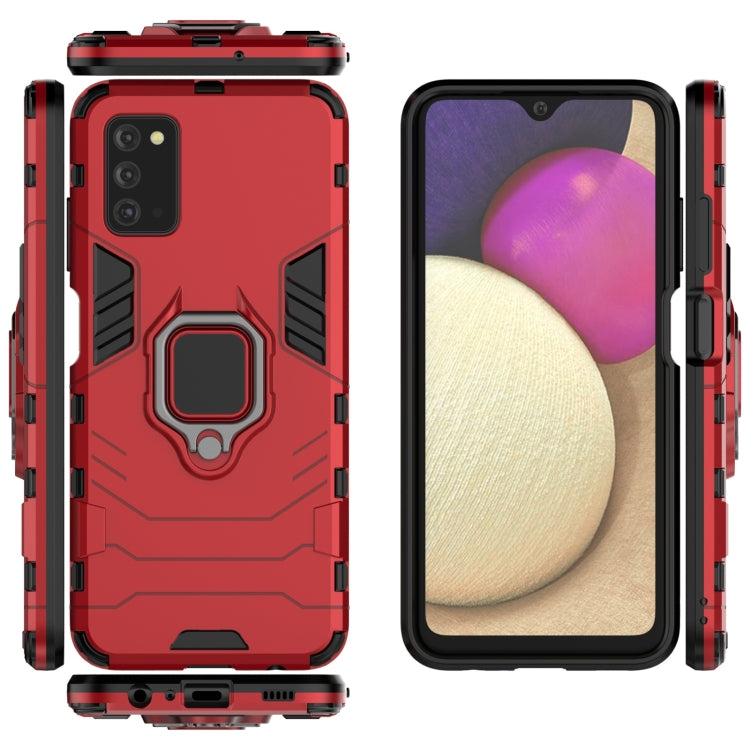 For Samsung Galaxy A03s 164mm PC + TPU Shockproof Protective Case with Magnetic Ring Holder(Red) by buy2fix
