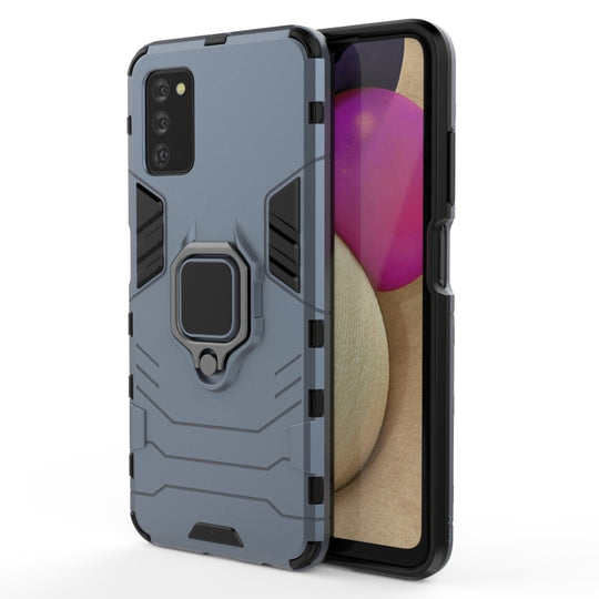 For Samsung Galaxy A03s 164mm PC + TPU Shockproof Protective Case with Magnetic Ring Holder(Navy Blue)