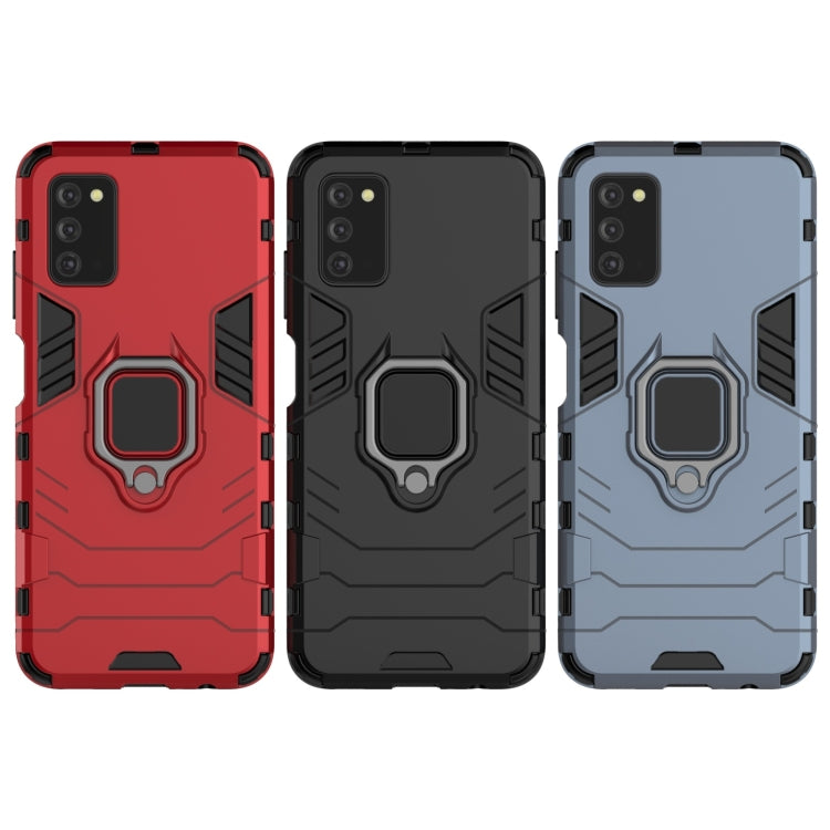 For Samsung Galaxy A03s 164mm PC + TPU Shockproof Protective Case with Magnetic Ring Holder(Navy Blue) by buy2fix