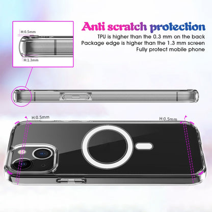 For iPhone 13 mini Magsafe Case Simple Magnetic Ring All-inclusive Clear Crystal Acrylic PC +TPU Shockproof Case (Transparent) - iPhone 13 mini Cases by buy2fix | Online Shopping UK | buy2fix