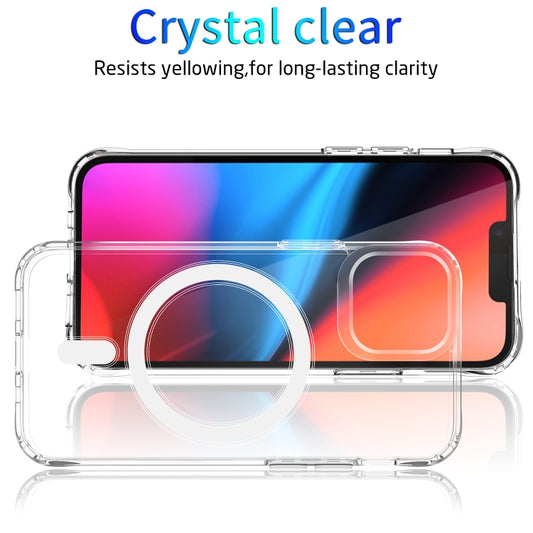 For iPhone 13 mini Magsafe Case Magnetic Ring Clear Crystal Acrylic +TPU Four-corner Airbag Shockproof Case (Transparent) by buy2fix