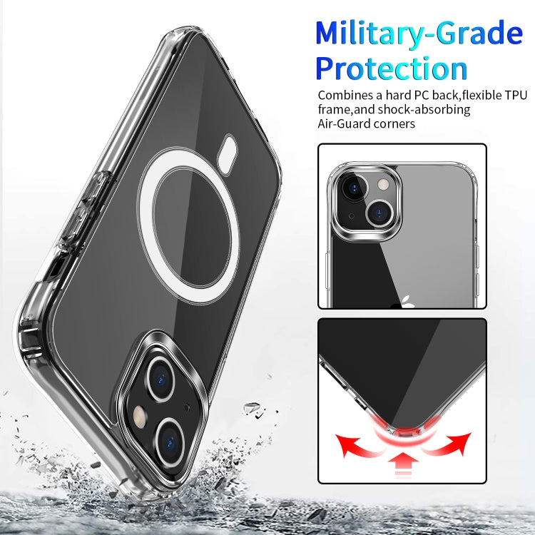 For iPhone 13 mini Magsafe Case Magnetic Ring Clear Crystal Acrylic +TPU Four-corner Airbag Shockproof Case (Transparent) by buy2fix