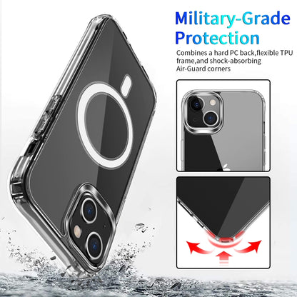 For iPhone 13 mini Magsafe Case Magnetic Ring Clear Crystal Acrylic +TPU Four-corner Airbag Shockproof Case (Transparent) by buy2fix