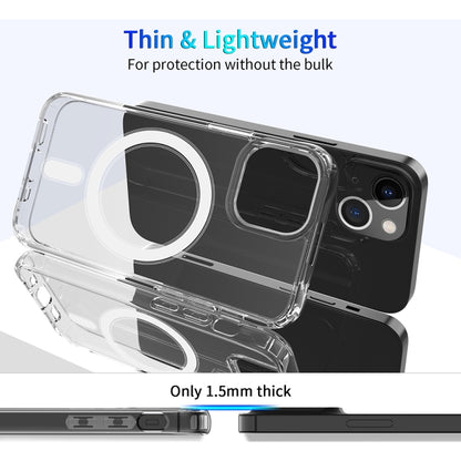 For iPhone 13 mini Magsafe Case Magnetic Ring Clear Crystal Acrylic +TPU Four-corner Airbag Shockproof Case (Transparent) by buy2fix