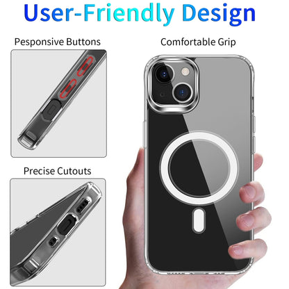 For iPhone 13 mini Magsafe Case Magnetic Ring Clear Crystal Acrylic +TPU Four-corner Airbag Shockproof Case (Transparent) by buy2fix