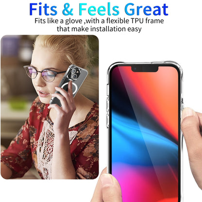 For iPhone 13 mini Magsafe Case Magnetic Ring Clear Crystal Acrylic +TPU Four-corner Airbag Shockproof Case (Transparent) by buy2fix