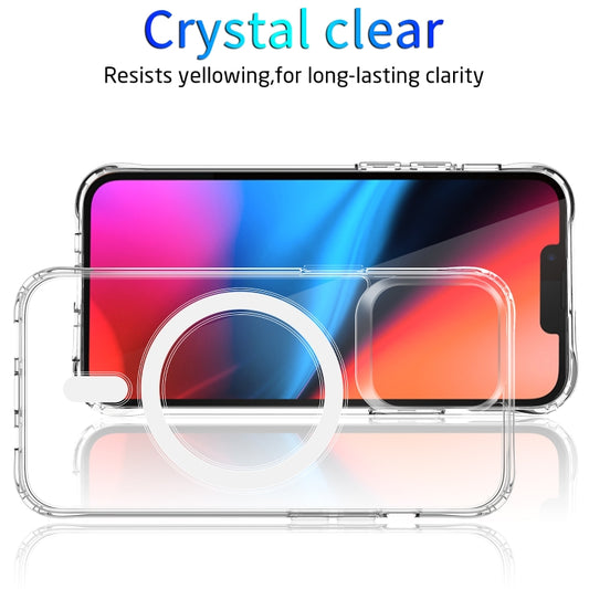 For iPhone 13 Pro Max Magsafe Case Magnetic Ring Clear Crystal Acrylic +TPU Four-corner Airbag Shockproof Case (Transparent) by buy2fix