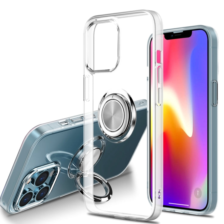 For iPhone 13 Pro Max Shockproof Matte Transparent TPU Protective Case with Ring Holder (White) - iPhone 13 Pro Max Cases by buy2fix | Online Shopping UK | buy2fix