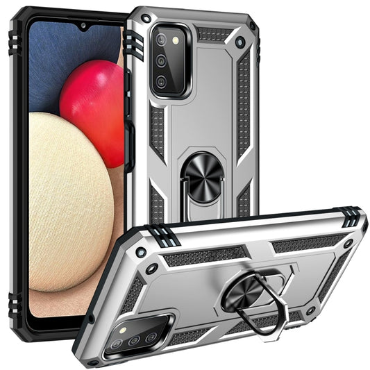 For Samsung Galaxy A03s 166mm Version Shockproof TPU + PC Protective Case with 360 Degree Rotating Holder(Silver) by buy2fix