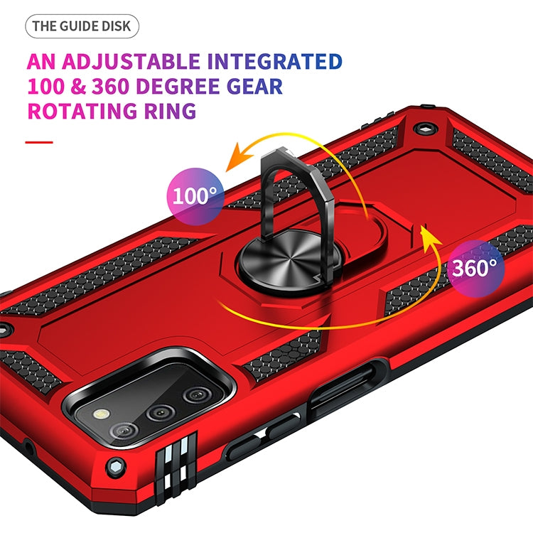 For Samsung Galaxy A03s 166mm Version Shockproof TPU + PC Protective Case with 360 Degree Rotating Holder(Red) by buy2fix
