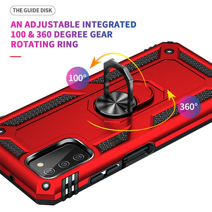 For Samsung Galaxy A03s 166mm Version Shockproof TPU + PC Protective Case with 360 Degree Rotating Holder(Red) by buy2fix