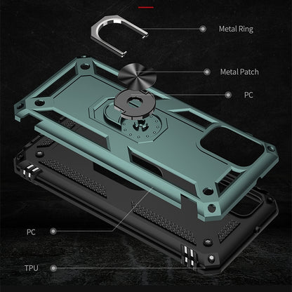 For Samsung Galaxy A03s 166mm Version Shockproof TPU + PC Protective Case with 360 Degree Rotating Holder(Dark Green) by buy2fix