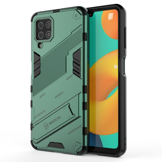 For Samsung Galaxy M32 Punk Armor 2 in 1 PC + TPU Shockproof Case with Invisible Holder(Green)