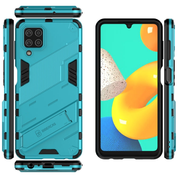 For Samsung Galaxy M32 Punk Armor 2 in 1 PC + TPU Shockproof Case with Invisible Holder(Blue) by buy2fix