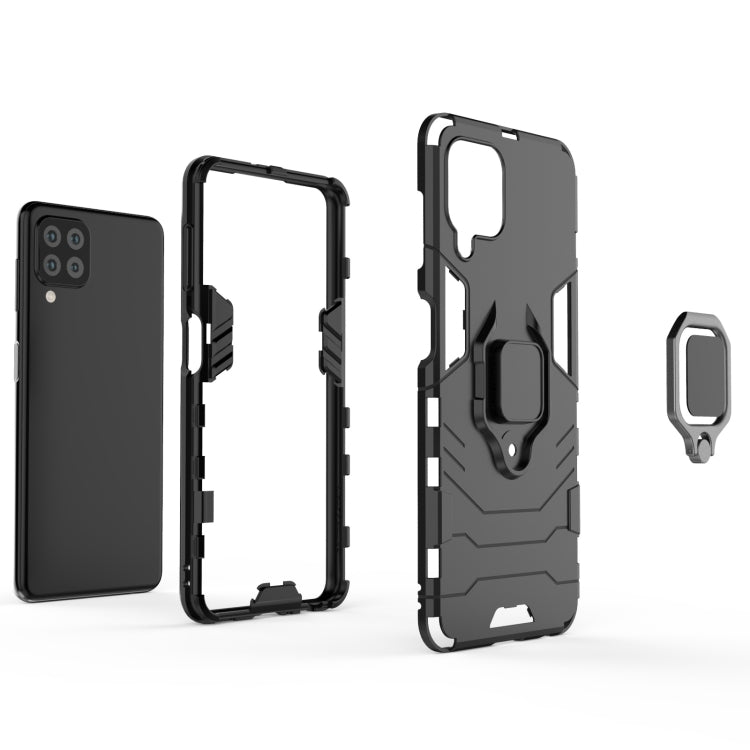 For Samsung Galaxy M32 Indian Version PC + TPU Shockproof Protective Case with Magnetic Ring Holder(Black) by buy2fix