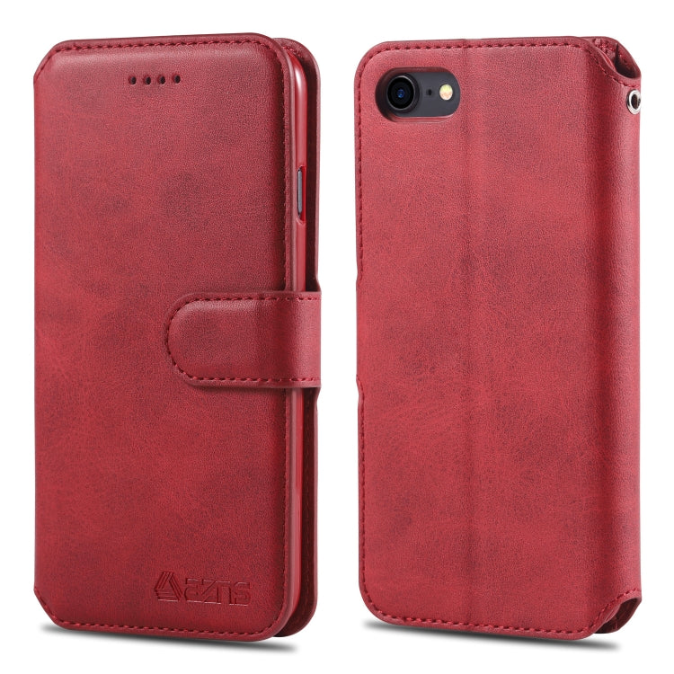 For iPhone 7 / 8 AZNS Calf Texture Magnetic Horizontal Flip PU Leather Case with Holder & Card Slots & Photo Frame(Red) - iPhone SE 2022 / 2020 / 8 / 7 Cases by AZNS | Online Shopping UK | buy2fix