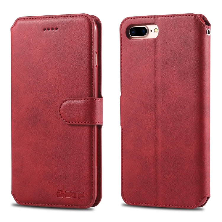 For iPhone 7 Plus / 8 Plus AZNS Calf Texture Magnetic Horizontal Flip PU Leather Case with Holder & Card Slots & Photo Frame(Red) - More iPhone Cases by AZNS | Online Shopping UK | buy2fix