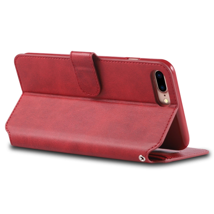 For iPhone 7 Plus / 8 Plus AZNS Calf Texture Magnetic Horizontal Flip PU Leather Case with Holder & Card Slots & Photo Frame(Red) - More iPhone Cases by AZNS | Online Shopping UK | buy2fix