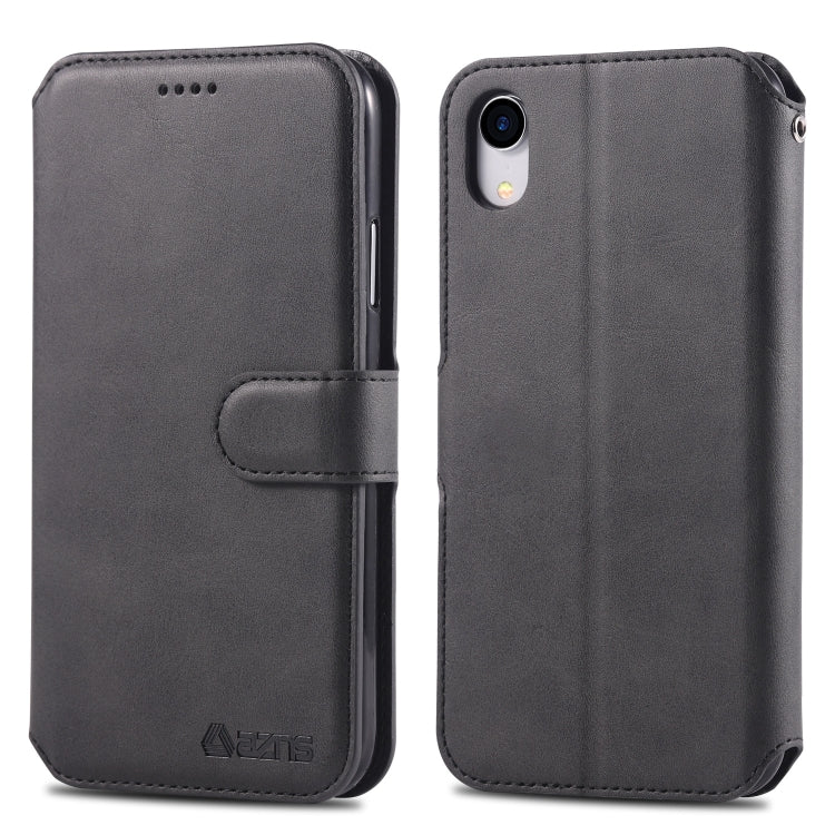 For iPhone XR AZNS Calf Texture Magnetic Horizontal Flip PU Leather Case with Holder & Card Slots & Photo Frame(Black) - More iPhone Cases by AZNS | Online Shopping UK | buy2fix