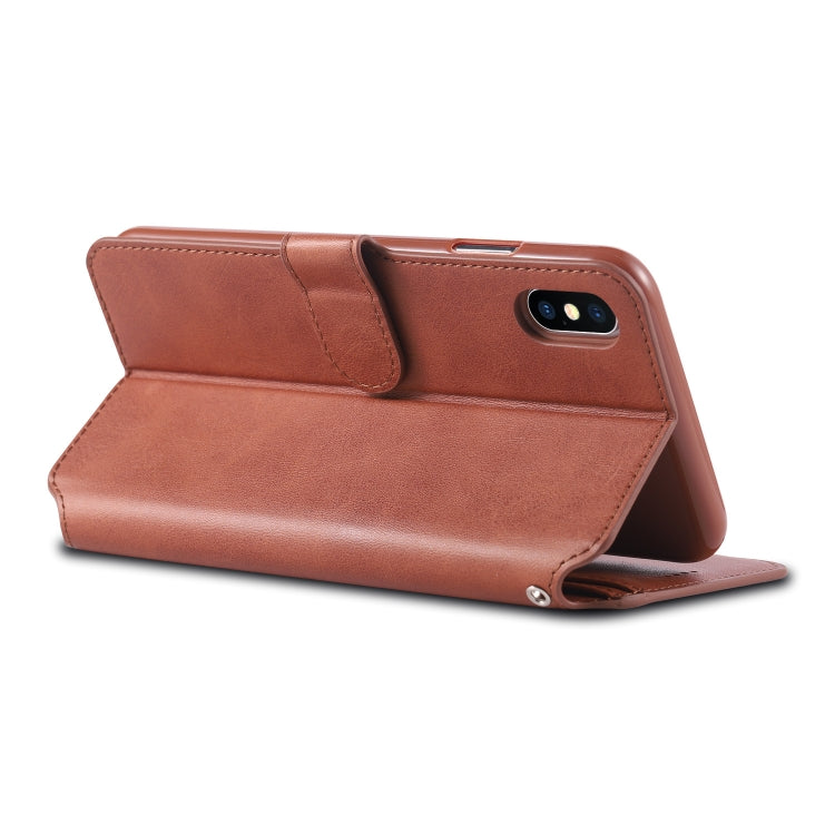 For iPhone XS Max AZNS Calf Texture Magnetic Horizontal Flip PU Leather Case with Holder & Card Slots & Photo Frame(Brown) - More iPhone Cases by AZNS | Online Shopping UK | buy2fix