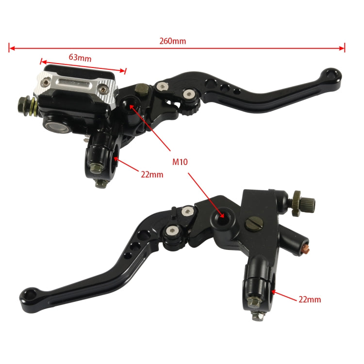 1 Pair A6313-02 22mm Motorcycle Brake and Clutch Master Cylinder Hydraulic Handbrake Handle(Black) - In Car by buy2fix | Online Shopping UK | buy2fix