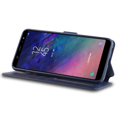 For Galaxy A6 2018 AZNS Calf Texture Magnetic Horizontal Flip PU Leather Case with Holder & Card Slots & Photo Frame(Blue) - Galaxy Phone Cases by AZNS | Online Shopping UK | buy2fix