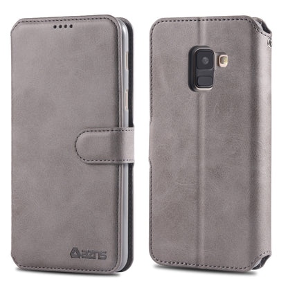 For Galaxy A6 2018 AZNS Calf Texture Magnetic Horizontal Flip PU Leather Case with Holder & Card Slots & Photo Frame(Gray) - Galaxy Phone Cases by AZNS | Online Shopping UK | buy2fix